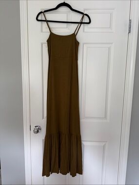 Banana Republic Olive Brown Spaghetti Strap Maxi Dress